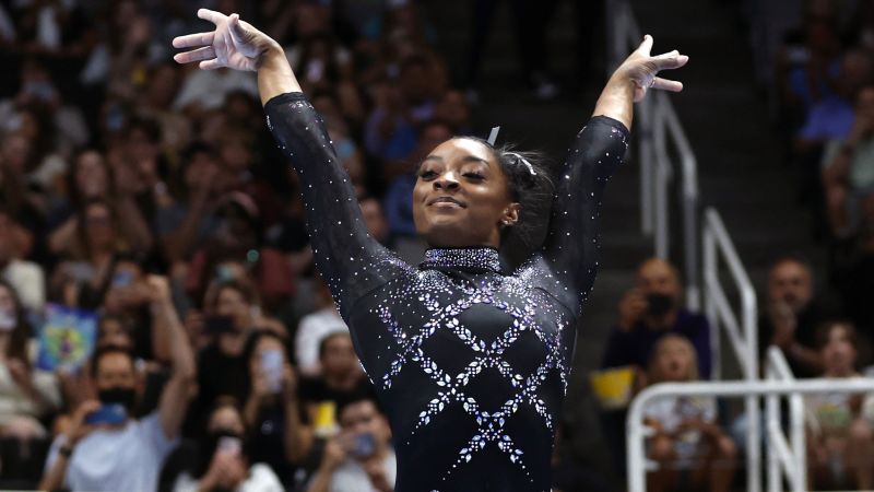 Simone Biles makes history after winning a record 8th all-around national title at the US Gymnastics Championships