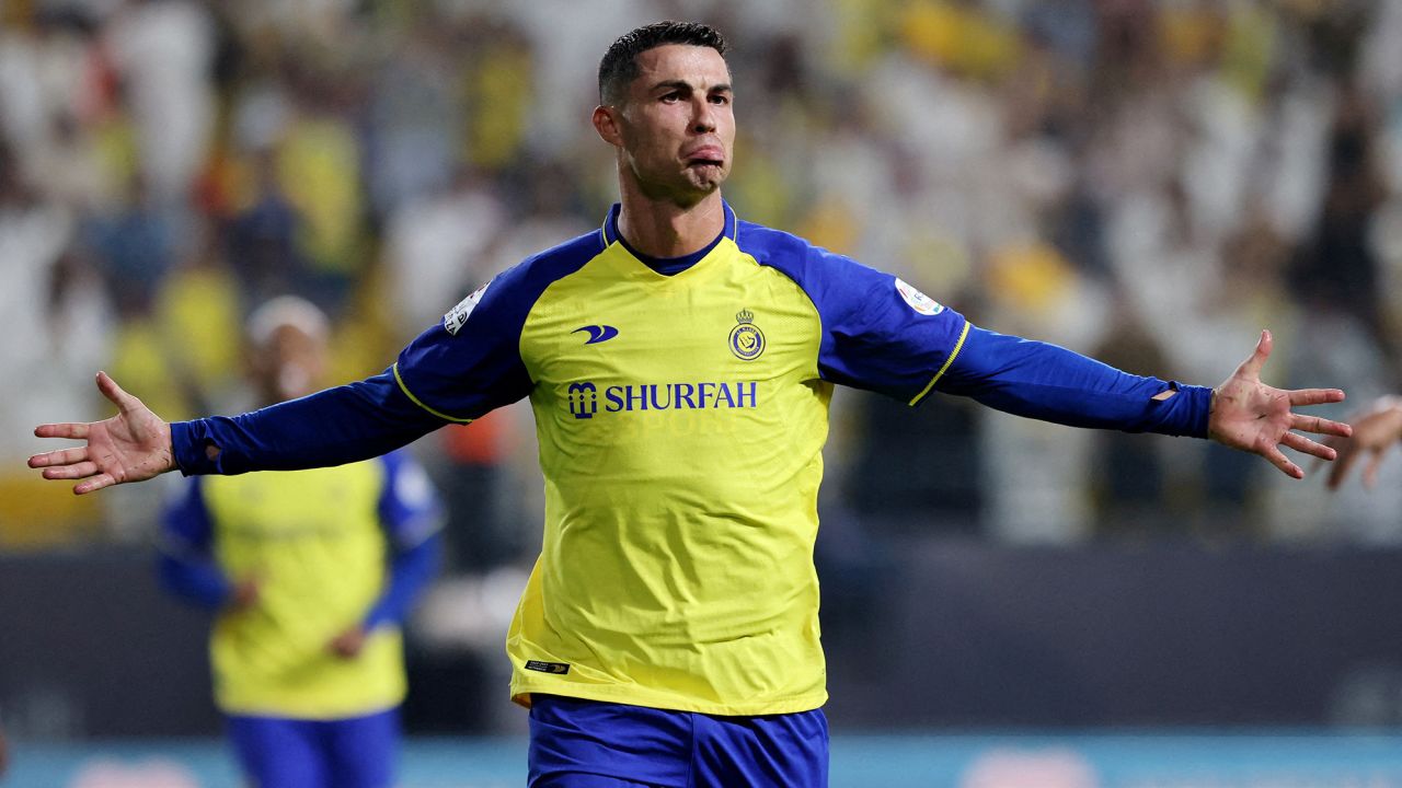 FILE PHOTO: Soccer Football - Saudi Pro League - Al Nassr v Al Shabab - KSU Stadium, Riyadh, Saudi Arabia - May 23, 2023
Al Nassr's Cristiano Ronaldo celebrates scoring their third goal REUTERS/Ahmed Yosri/File Photo