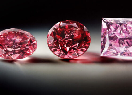 three diamonds in varying shades of pink