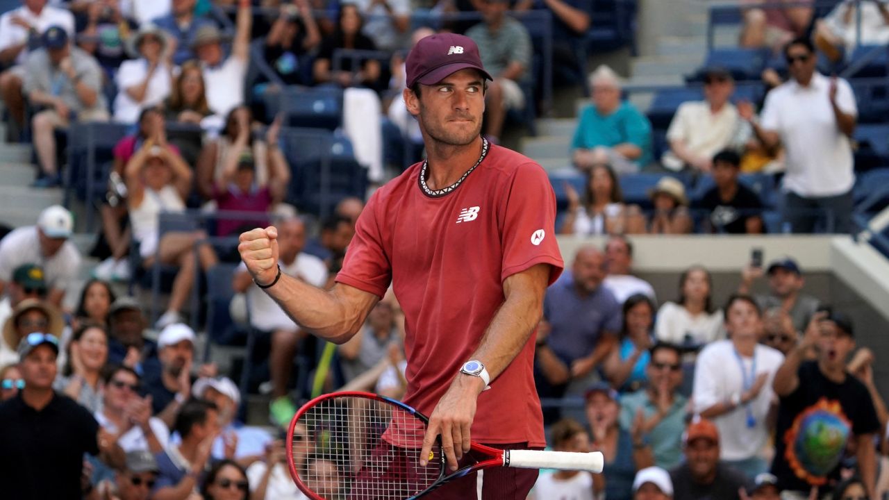 Tommy Paul of the US celebrates defeating Alejandro Davidovich Fokina of Spain during their US Open tennis tournament men's singles third round match at the USTA Billie Jean King National Tennis Center in New York on September 1, 2023. (Photo by TIMOTHY A. CLARY / AFP) (Photo by TIMOTHY A. CLARY/AFP via Getty Images)