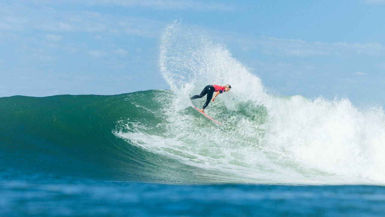 LOWER TRESTLES, CALIFORNIA, UNITED STATES - SEPTEMBER 9: Caroline Marks of the United States surfs in Match 2 of the Finals at the Rip Curl WSL Finals on September 9, 2023 at Lower Trestles, California, United States. (Photo by Pat Nolan/World Surf League via Getty Images)