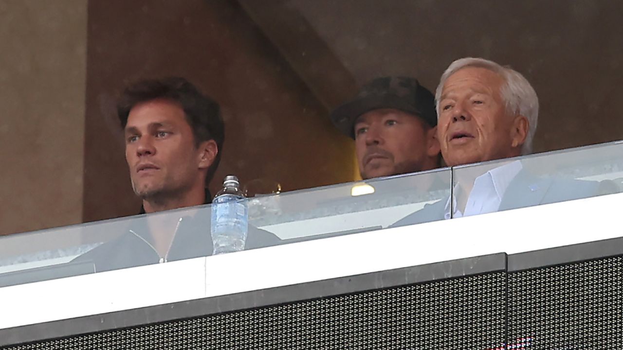 Brady watched the game alongside New England Patriots owner Robert Kraft.