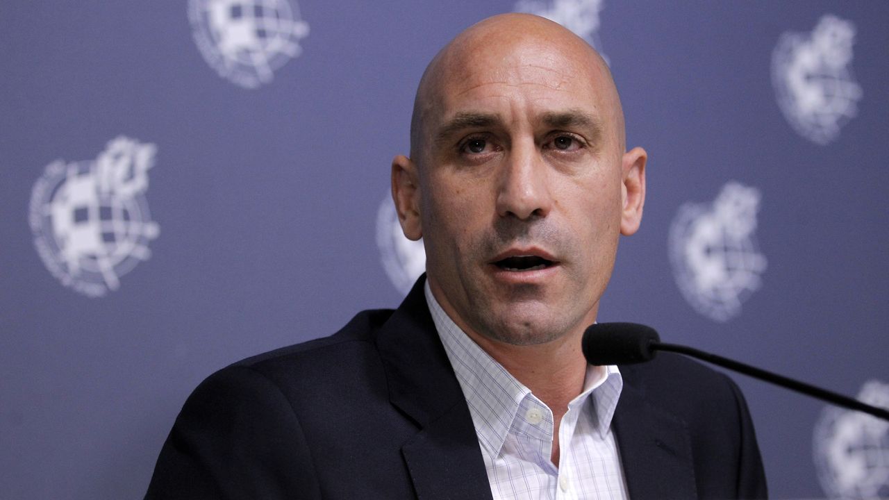 MADRID, SPAIN - JUNE 19: Jose Luis Rubiales president of RFEF of Spain looks on during the Spanish Football Federation Press Conference on June 19, 2019 in Madrid, Spain. (Photo by TF-Images/TF-Images via Getty Images)