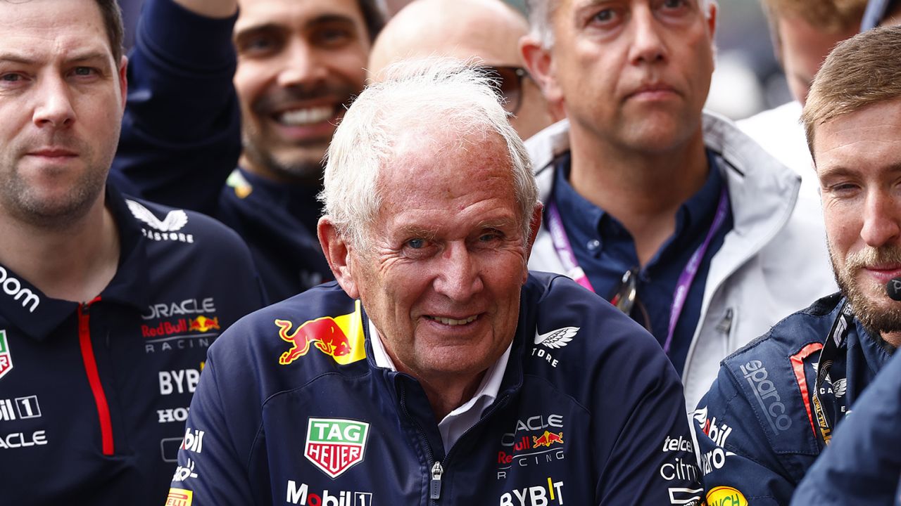 SPA, BELGIUM - JULY 30: Red Bull Racing Team Consultant Dr Helmut Marko celebrates in parc ferme during the F1 Grand Prix of Belgium at Circuit de Spa-Francorchamps on July 30, 2023 in Spa, Belgium. (Photo by Francois Nel/Getty Images)