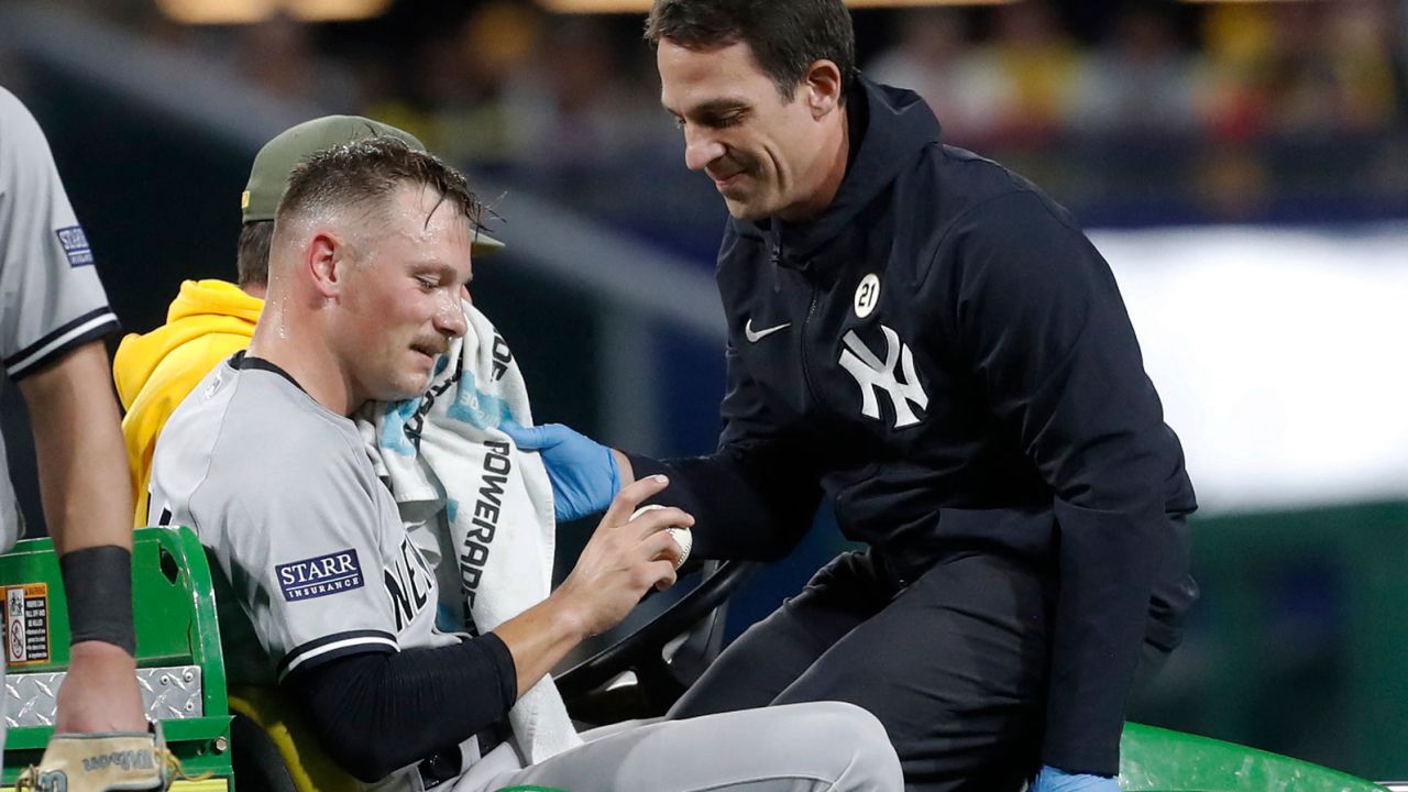 New York Yankees relief pitcher Anthony Misiewicz was carted off the field after the incident.