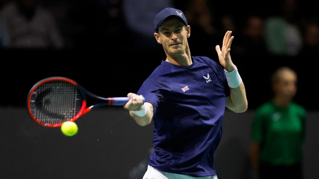 Tennis - Davis Cup - Finals - Britain v Switzerland - AO Arena, Manchester, Britain - September 15, 2023
Britain's Andy Murray in action during his match against Switzerland's Leandro Riedi Action Images via Reuters/Jason Cairnduff