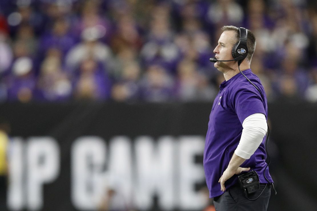 INDIANAPOLIS, INDIANA - DECEMBER 01: Head coach Pat Fitzgerald of the Northwestern Wildcats on the sidelines in the game against the Ohio State Buckeyes in the third quarter at Lucas Oil Stadium on December 01, 2018 in Indianapolis, Indiana. (Photo by Joe Robbins/Getty Images)