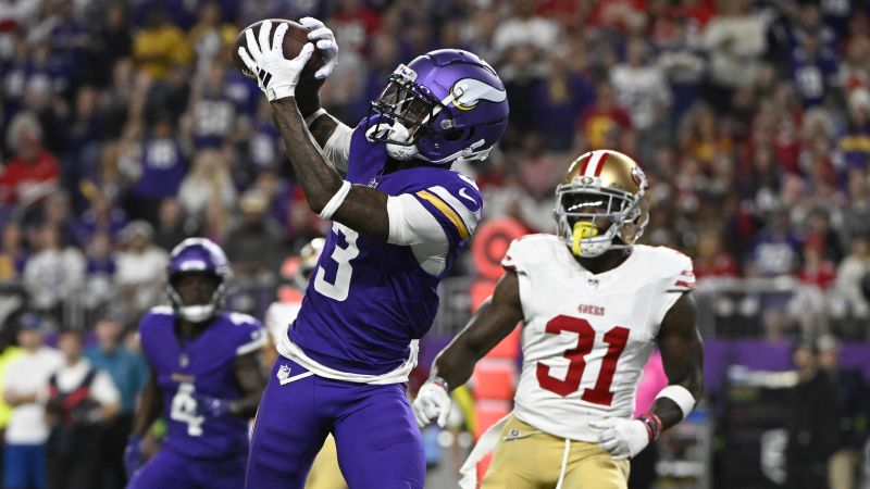 Rookie Jordan Addison has game to remember as Vikings stun 49ers for San Francisco’s second straight loss