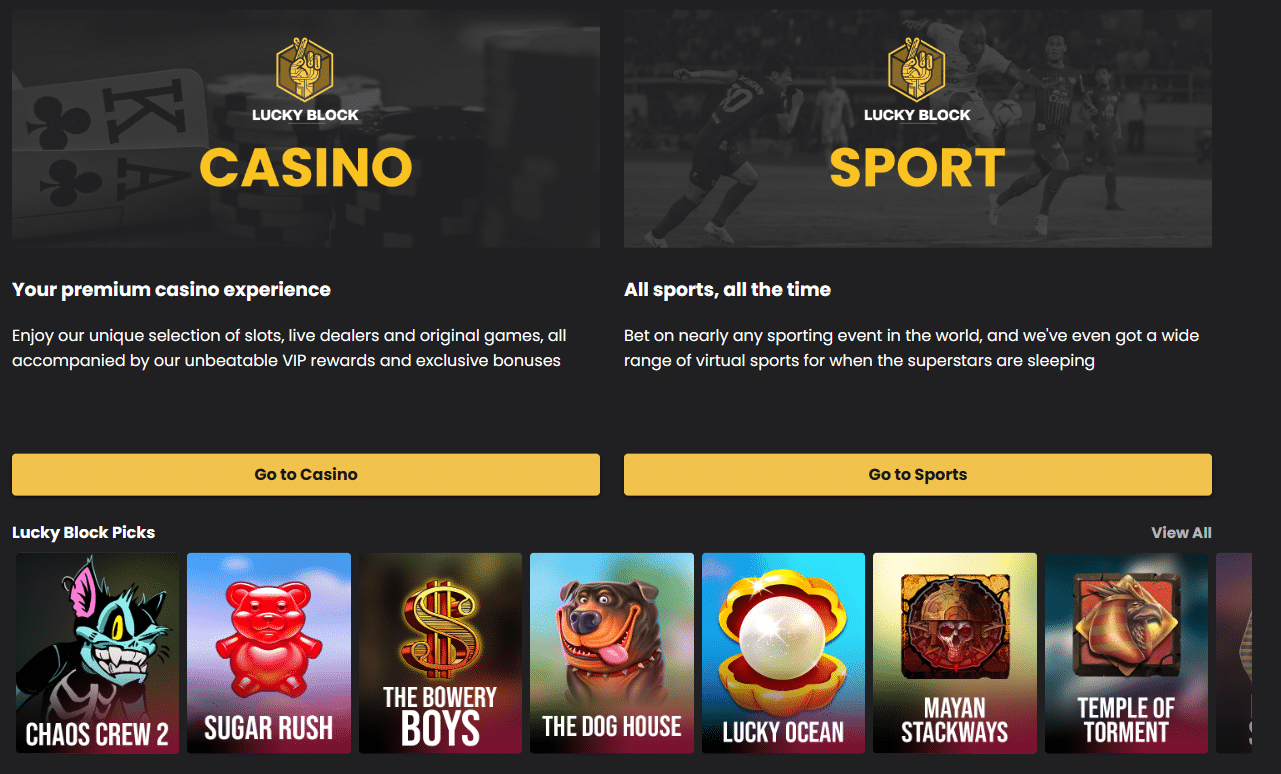 Lucky Block crypto casino and sportsbook