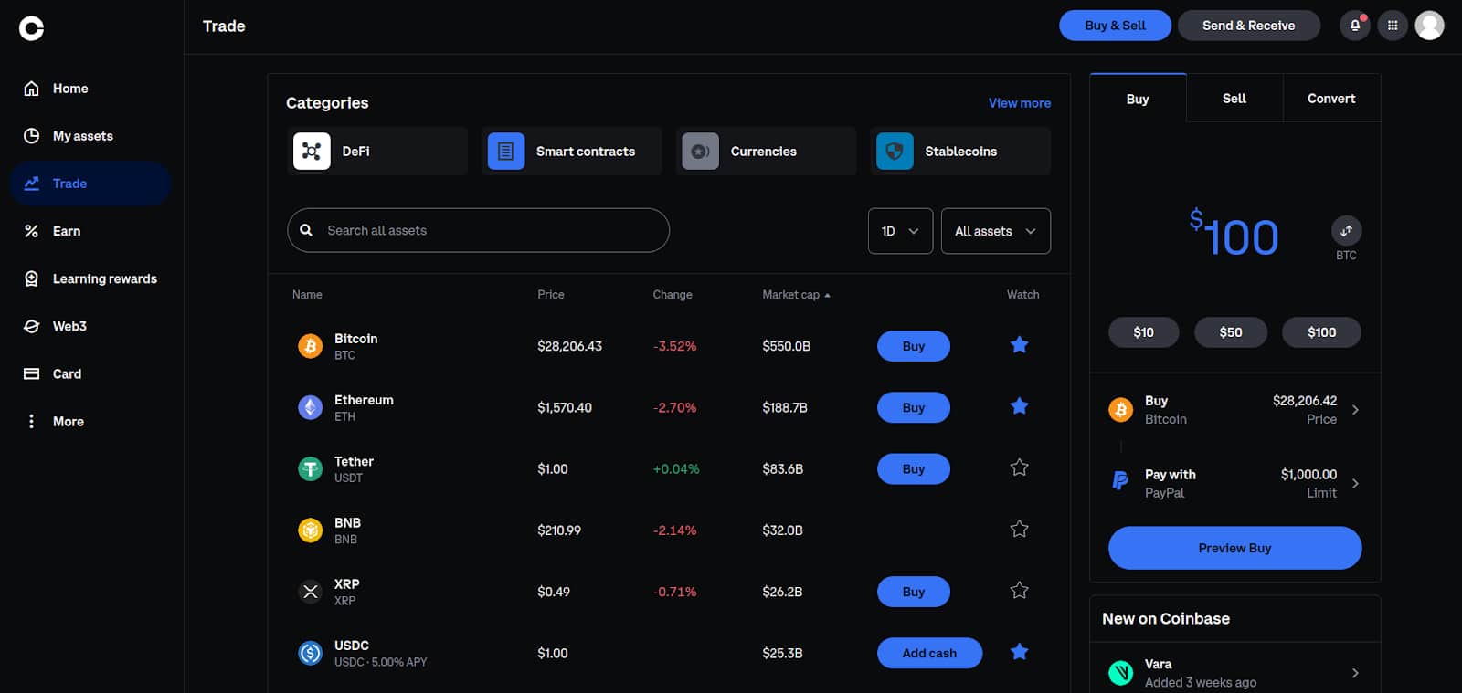 coinbase exchange trade crypto