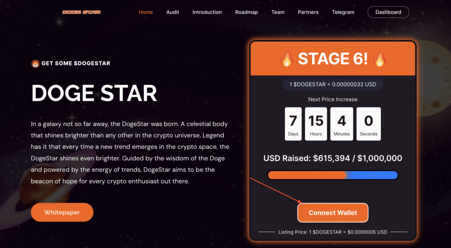 DogeStar Presale - Connect Wallet