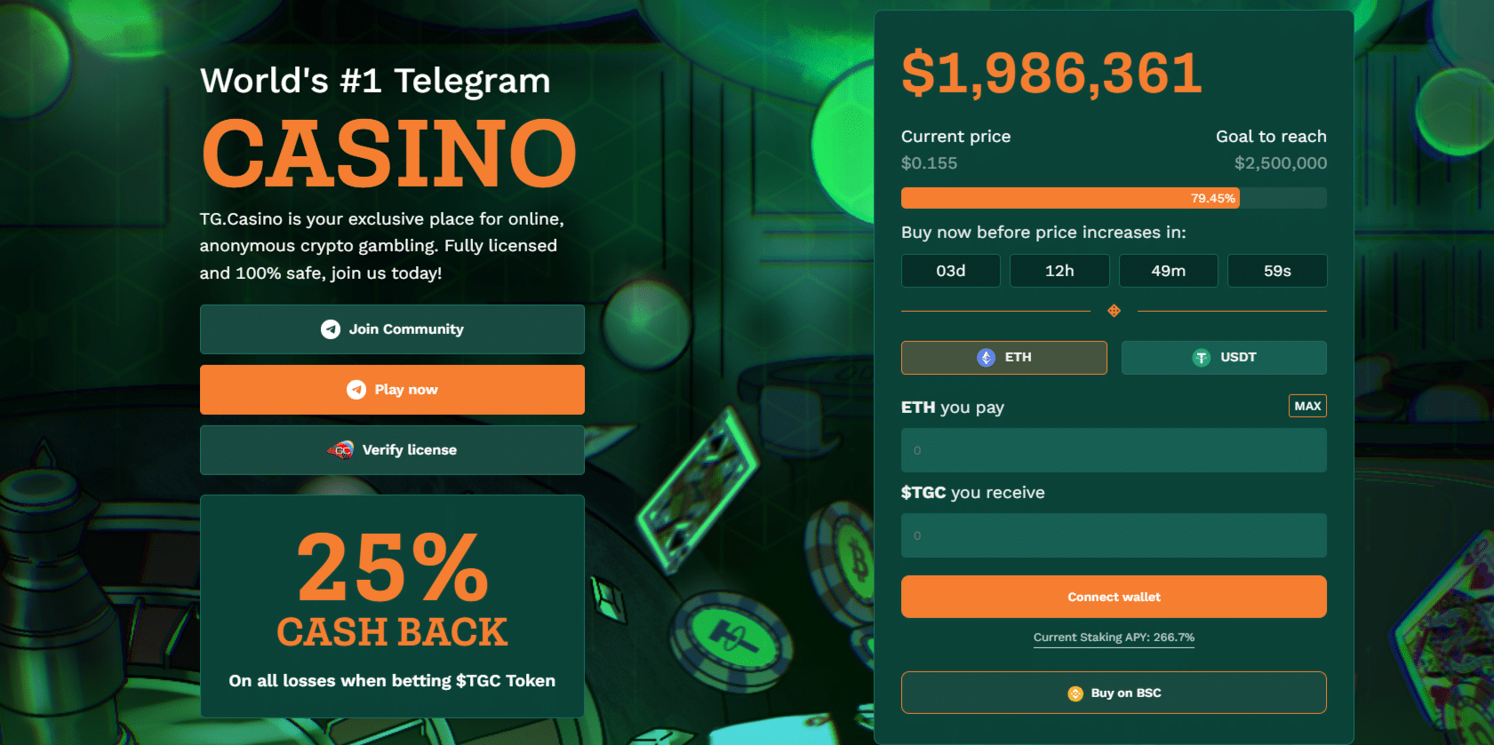 Top Crypto Casino Presale $TGC Cracks $2M Raised as Traders Flock to TG Casino on Telegram