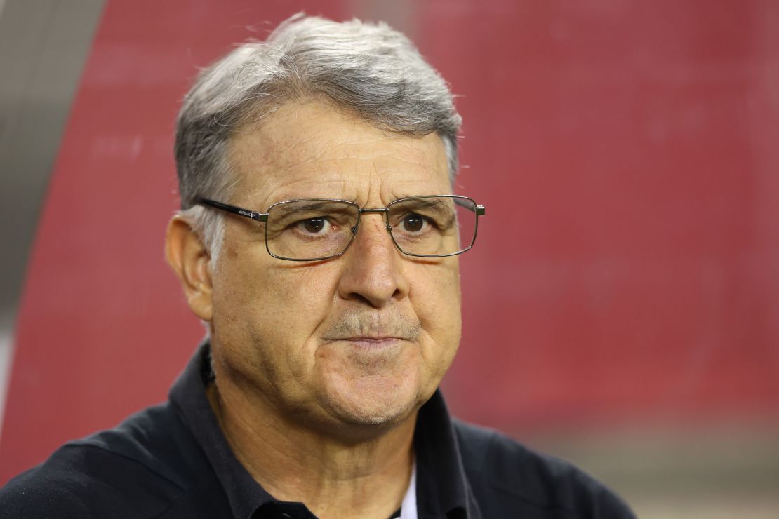 CHICAGO, ILLINOIS - OCTOBER 04: Head coach Gerardo Martino of Inter Miami CF looks on prior to the game against Chicago Fire FC at Soldier Field on October 04, 2023 in Chicago, Illinois. (Photo by Michael Reaves/Getty Images)