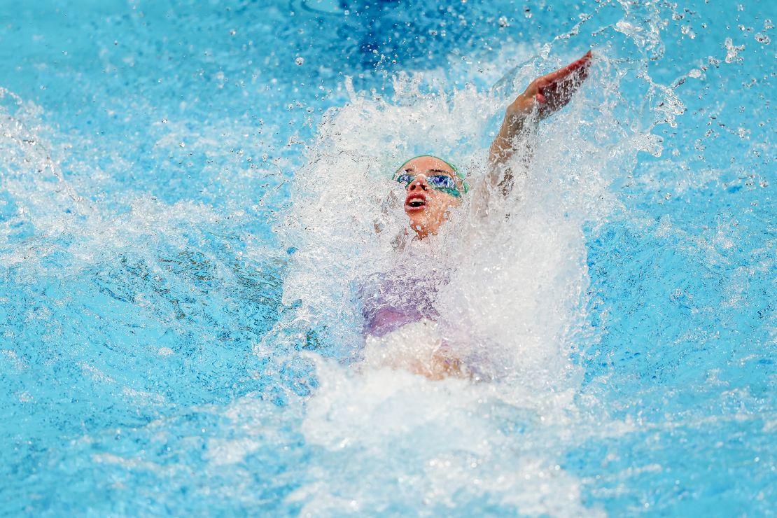 Kaylee McKeown of Australia competes in the women's 50m backstroke during the World Aquatics Swimming World Cup 2023 - Meet 3 on October 20, 2023 in Budapest, Hungary.