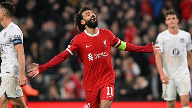 Mohamed Salah breaks 17-year scoring record as Liverpool thrashes Toulouse in Europa League