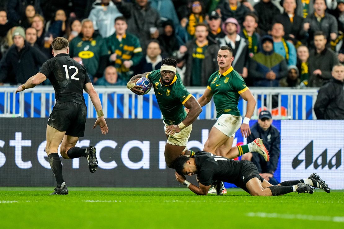 Siya KOLISI of South Africa during the Rugby World Cup - Final match between New Zealand and South Africa at Stade de France on October 28, 2023 in Paris, France. (Photo by Hugo Pfeiffer/Icon Sport via Getty Images)