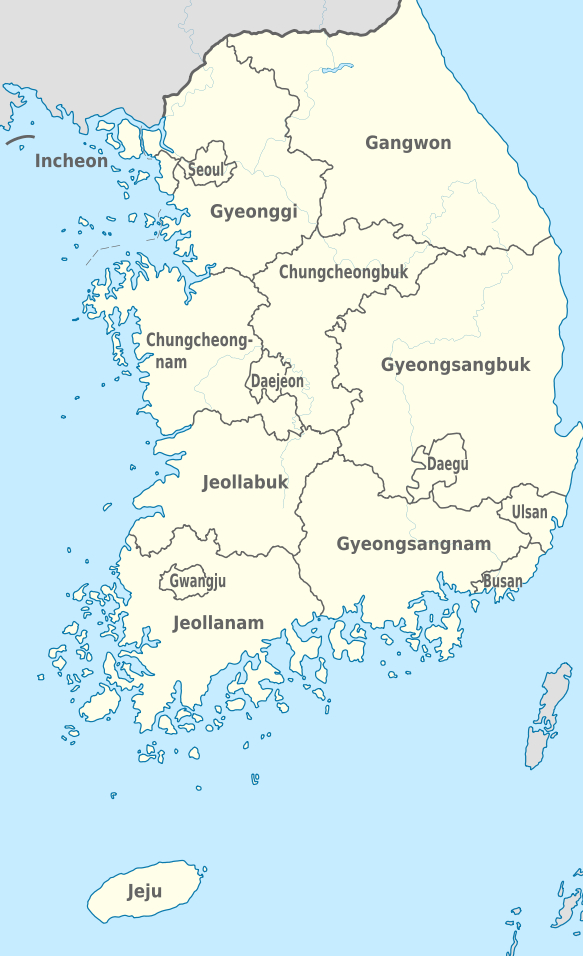 A map of South Korea.