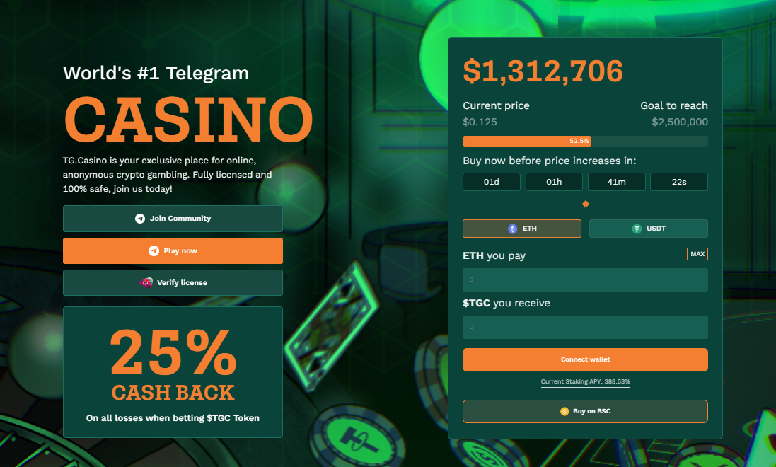 TG Casino crypto presale to buy