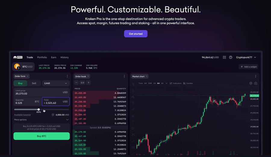 Kraken Pro Trading Interface