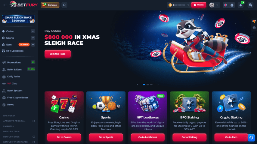 Betfury casino home page