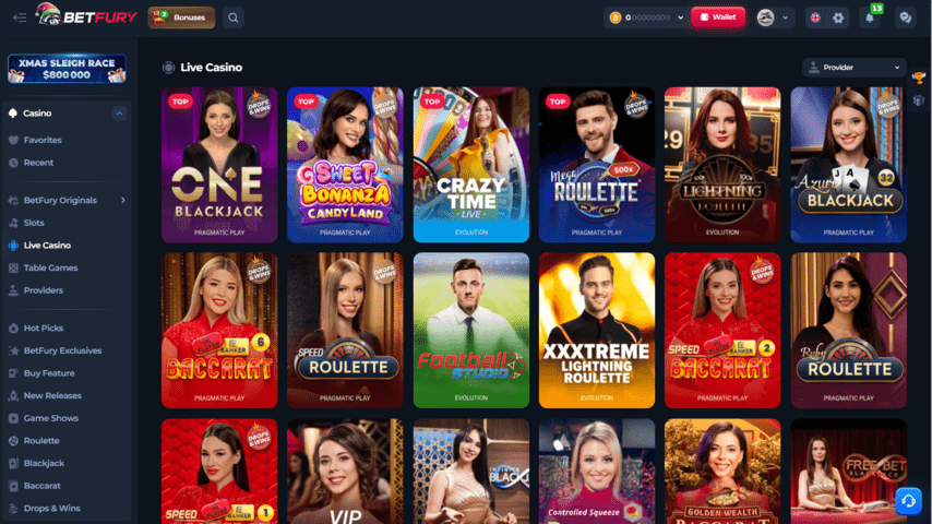 Betfury casino live dealer games