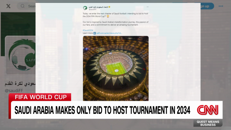 Saudi Arabia makes only bid to host 2034 World Cup