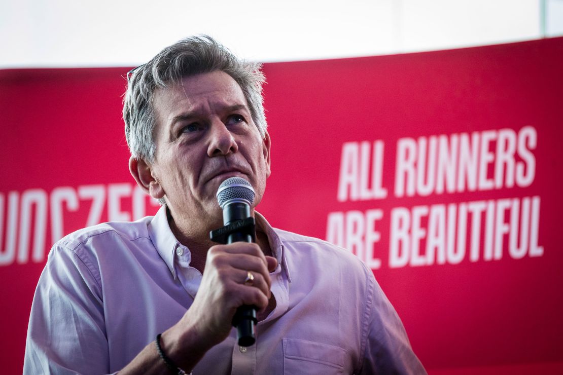 Former runner and current commentator'Tim Hutchings from Britain speaks during the press conference prior to the Prague Half Marathon 2023, on March 31, 2023, in Prague, Czech Republic. Photo/Jaroslav Svoboda (CTK via AP Images)