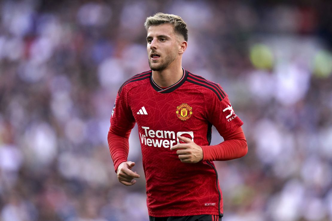 Manchester United's Mason Mount during the Premier League match at the Tottenham Hotspur Stadium, London. Picture date: Saturday August 19, 2023. 73385485 (Press Association via AP Images)