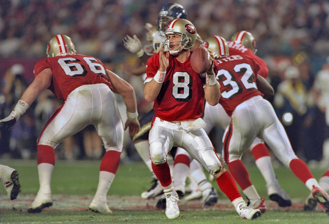 Football: Super Bowl XXIX: San Francisco 49ers QB Steve Young (8) in action vs San Diego Chargers at Joe Robbie Stadium.
Miami, FL 1/29/1995
CREDIT: George Tiedemann (Photo by George Tiedemann /Sports Illustrated/Getty Images)
(Set Number: X47739 )