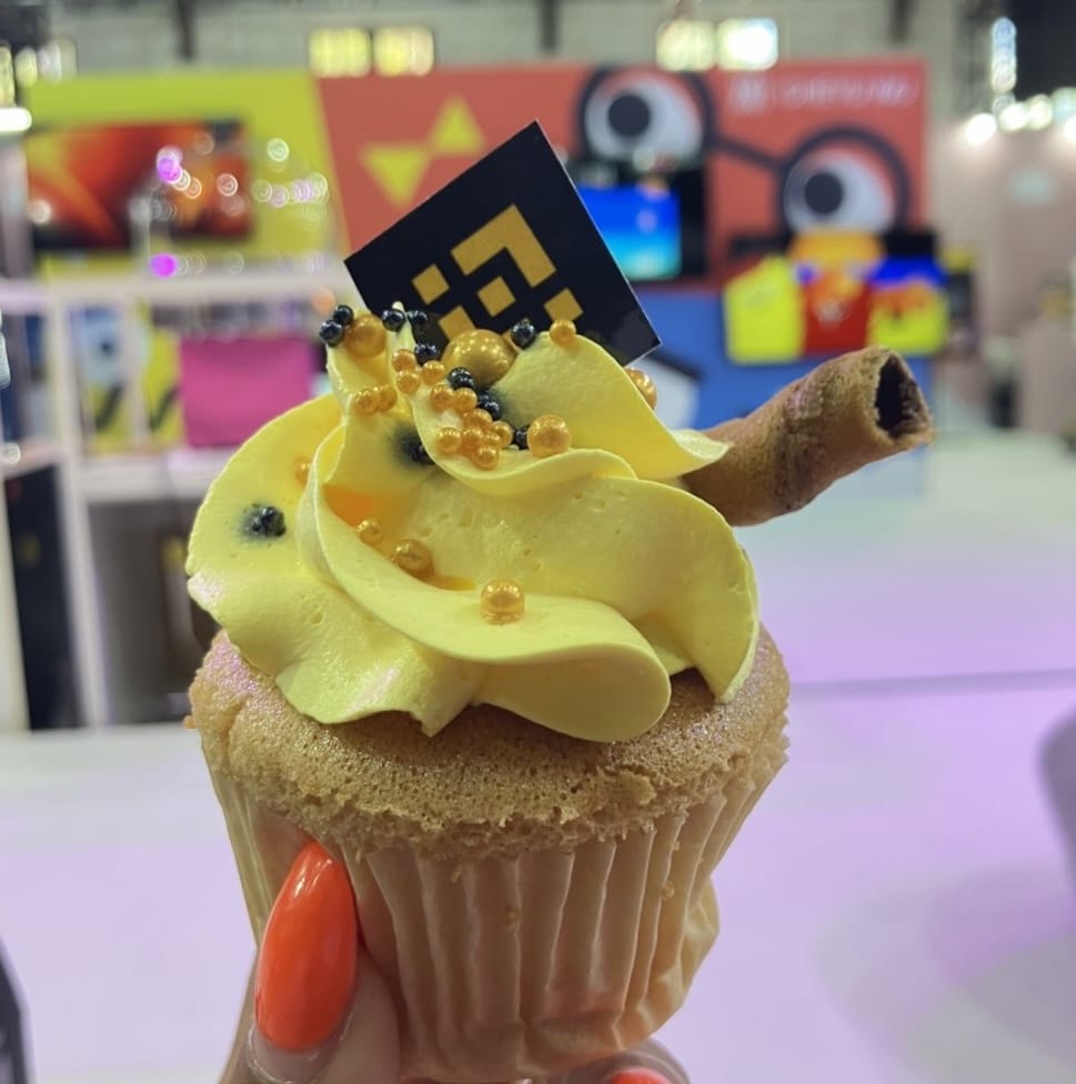 Taipei Blockchain Week 2023 -- Cupcake from the Binance Stand. Photo by: Tanzeel Akhtar