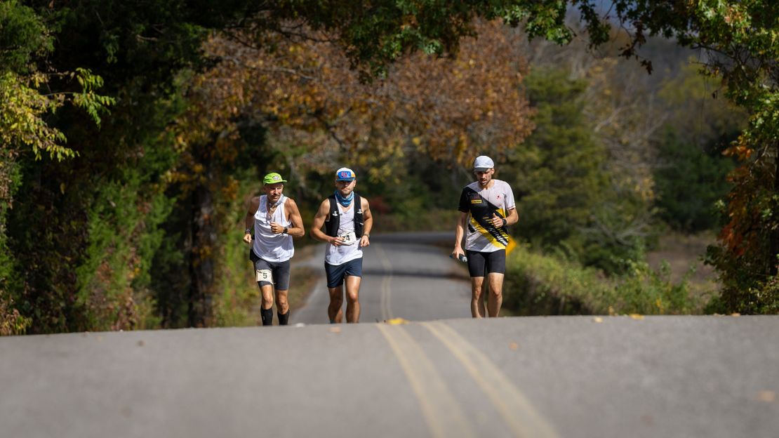 Lewis (left), Canada's Ihor Verys (center), and Poland's Bartosz Fudali were the last three runners standing at Big's Backyard Ultra.