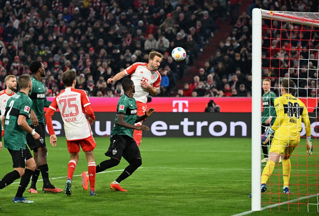 Soccer Football - Bundesliga - Bayern Munich v VfB Stuttgart - Allianz Arena, Munich, Germany - December 17, 2023
Bayern Munich's Harry Kane scores their second goal REUTERS/Angelika Warmuth DFL REGULATIONS PROHIBIT ANY USE OF PHOTOGRAPHS AS IMAGE SEQUENCES AND/OR QUASI-VIDEO.