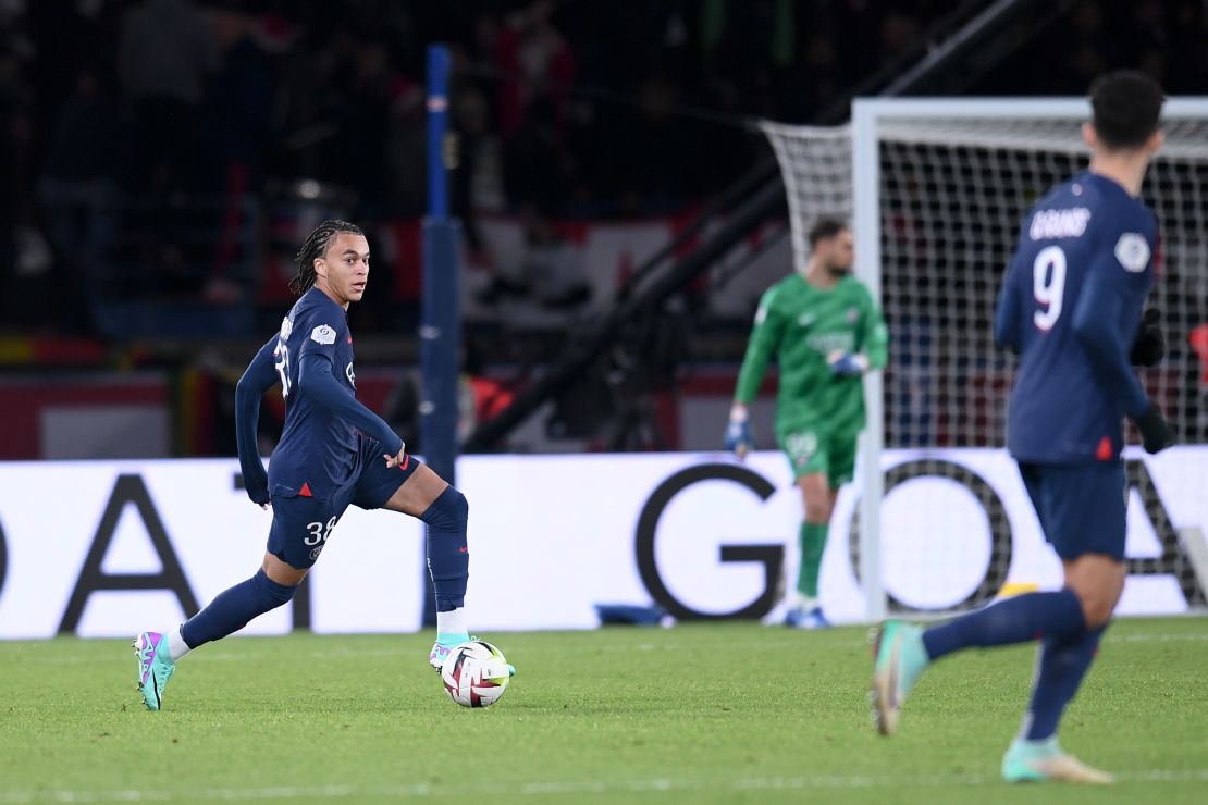 38 Ethan MBAPPE LOTTIN (psg) during the Ligue 1 Uber Eats match between Paris Saint-Germain Football and Football Club de Metz at Parc des Princes on December 20, 2023 in Paris, France.