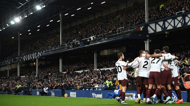 Manchester City secures comeback victory at Everton as defending champion chases Premier League title rivals