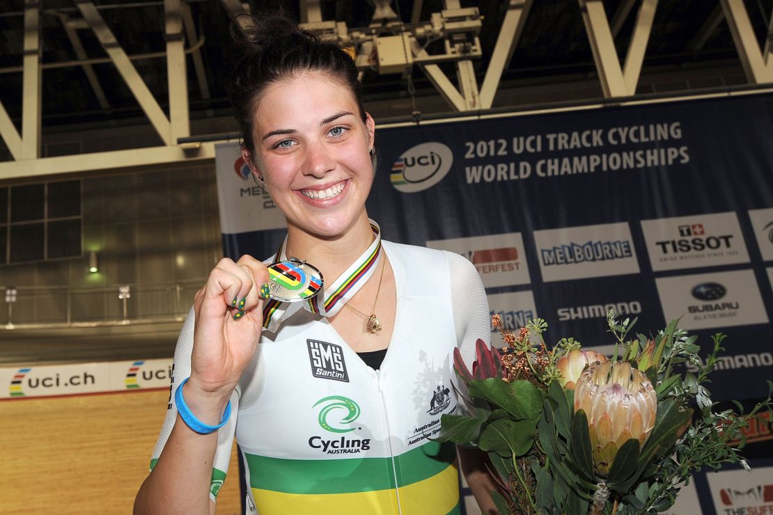 Mandatory Credit: Photo by Joe Castro/EPA/Shutterstock (8256453ad)
Melissa Hoskins of Australia Celebrates Her Silver Medal in the Women's Scratch Race at the Uci Track Cycling World Championships in Melbourne Australia 06 April 2012 Australia Melbourne
Australia Cycling Track World Championships - Apr 2012