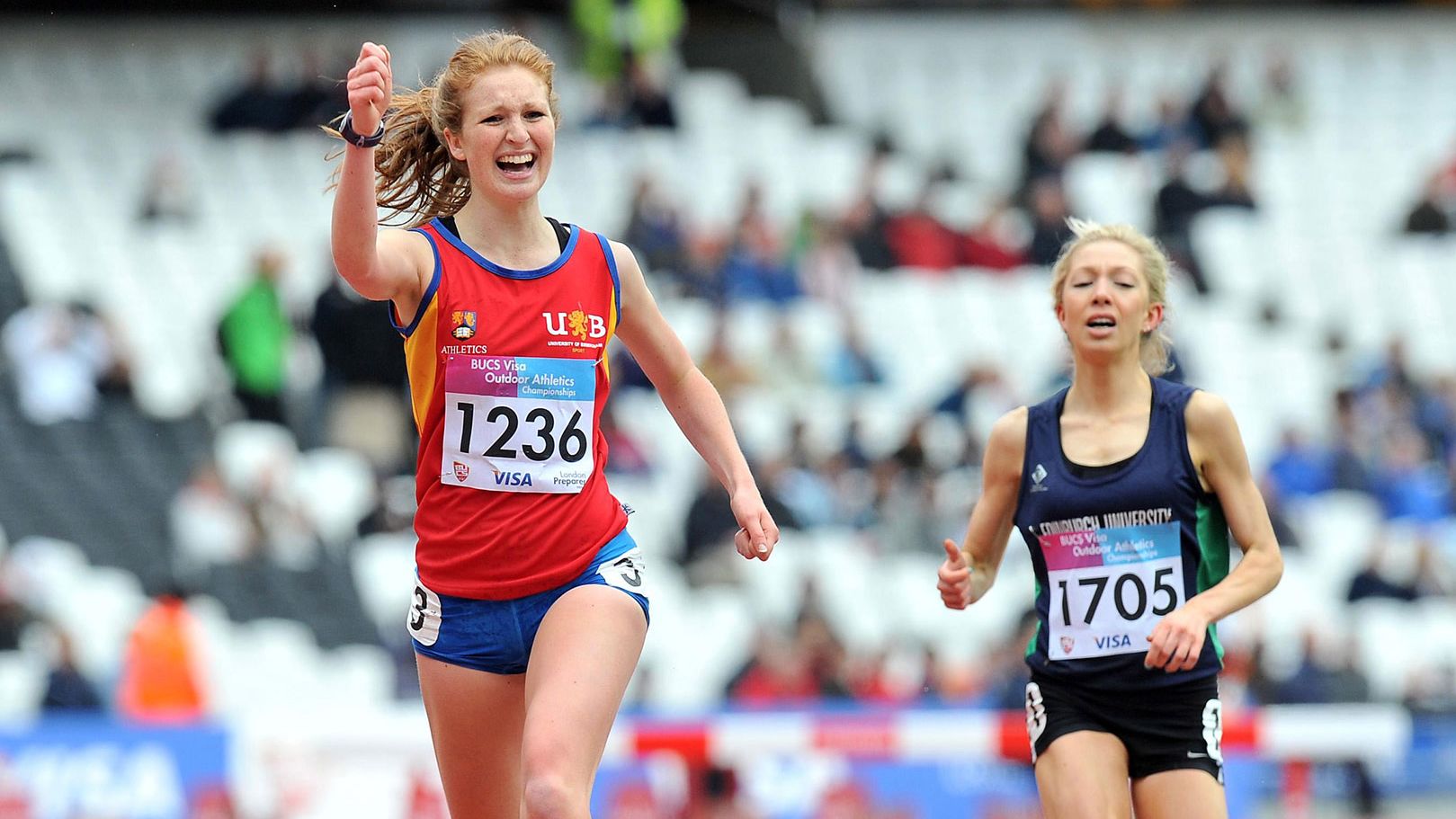 Pippa Woolven won the Women's 2000m Steeplechase at the British Universities and Colleges Sports Championships at the Olympic Stadium, London in 2012.