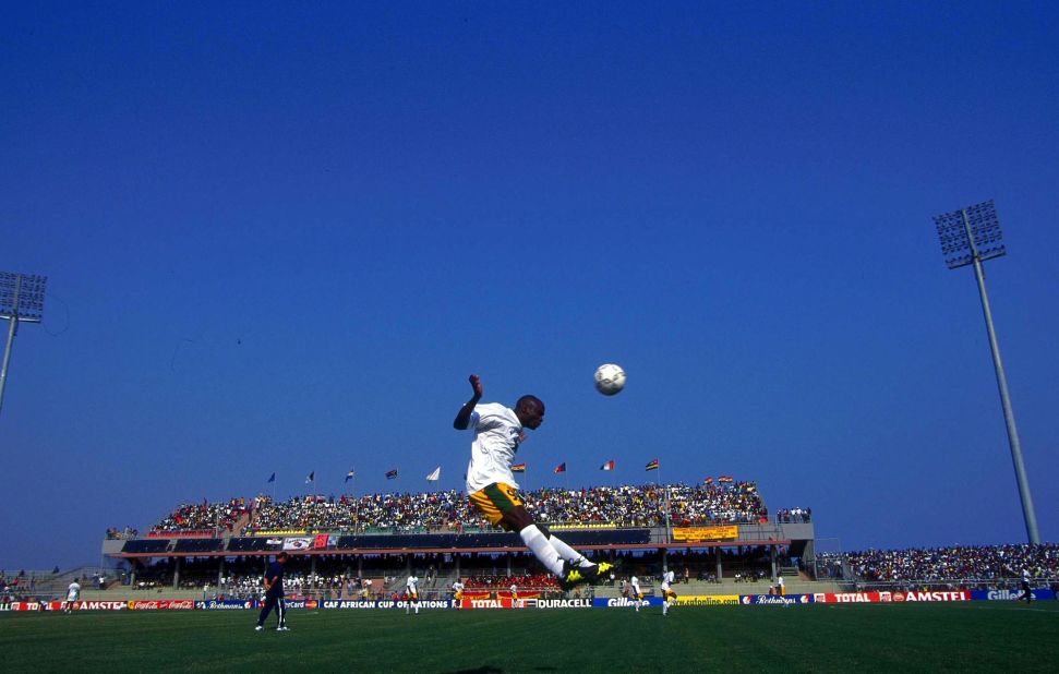 2000 marked the first time AFCON was hosted by two countries -- Nigeria and Ghana. Ghana, shown warming up before a group match against Togo, were knocked out in the quarter finals by South Africa, who were in turn beaten by Nigeria in the semi-finals.