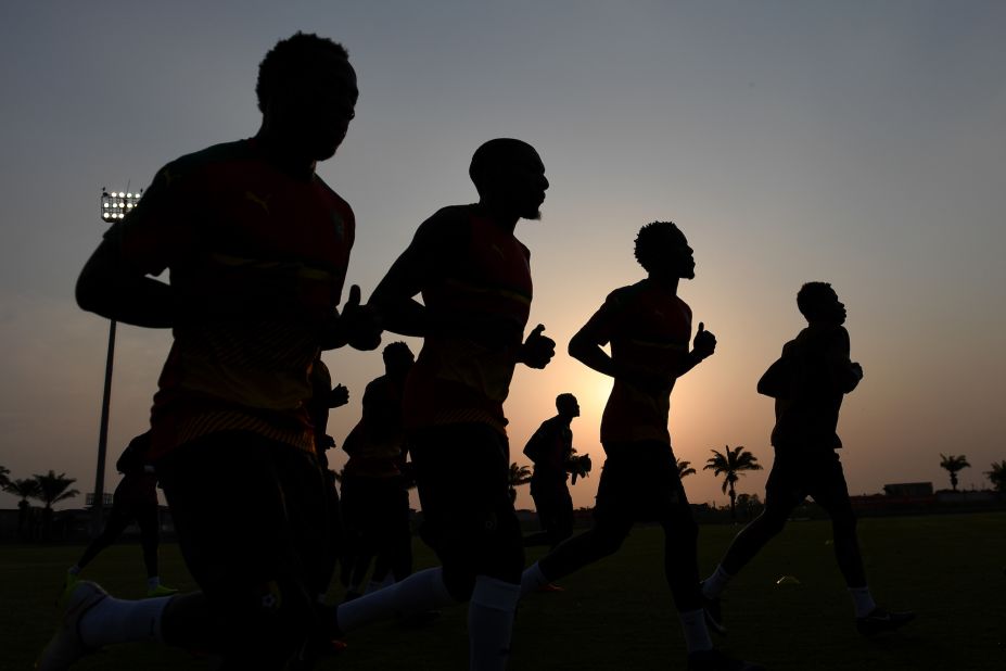 Cameroonian players warm up ahead of their 2017 final against Egypt in Libreville. Despite eight of their star players refusing Belgian coach Hugo Broos' call up to the squad for the tournament, the Indomitable Lions<a href="https://www.cnn.com/2017/02/05/football/afcon-2017-final-egypt-cameroon/index.html" target="_blank"> defied the odds</a>, as Vincent Aboubakar's late winner completed a 2-1 comeback and clinched a fifth AFCON title.