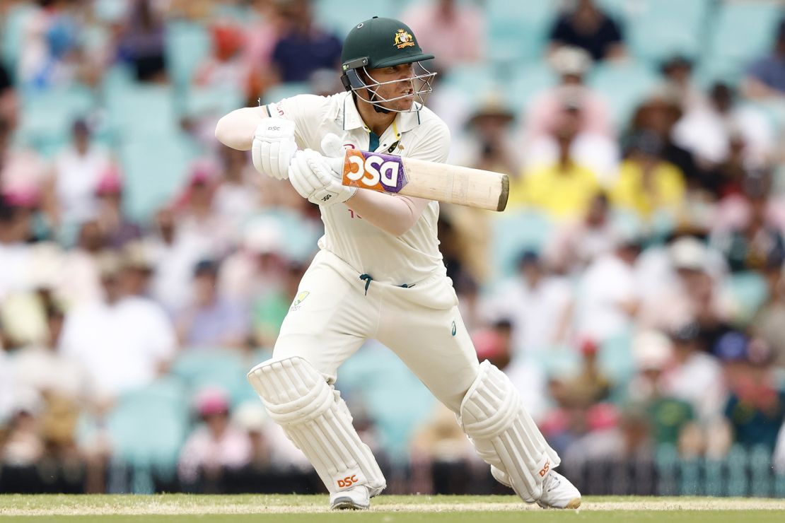 SYDNEY, AUSTRALIA - JANUARY 04: David Warner of Australia bats during day two of the Men's Third Test Match in the series between Australia and Pakistan at Sydney Cricket Ground on January 04, 2024 in Sydney, Australia. (Photo by Darrian Traynor/Getty Images)