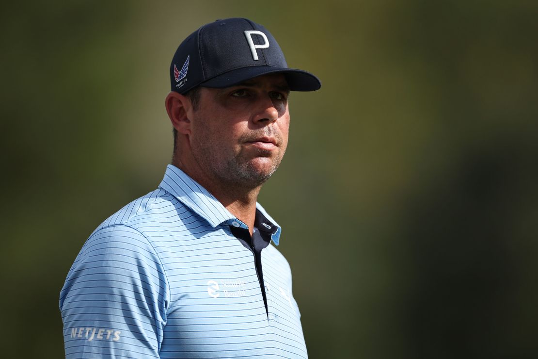 GREENSBORO, NORTH CAROLINA - AUGUST 04: Gary Woodland of the United States looks on from the on the 15th green during the second round of the Wyndham Championship at Sedgefield Country Club on August 04, 2023 in Greensboro, North Carolina. (Photo by Jared C. Tilton/Getty Images)