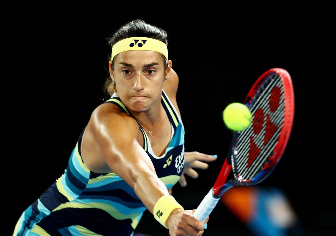 Tennis - Australian Open - Melbourne Park, Melbourne, Australia - January 15, 2024
France's Caroline Garcia in action during her first round match against Japan's Naomi Osaka REUTERS/Edgar Su