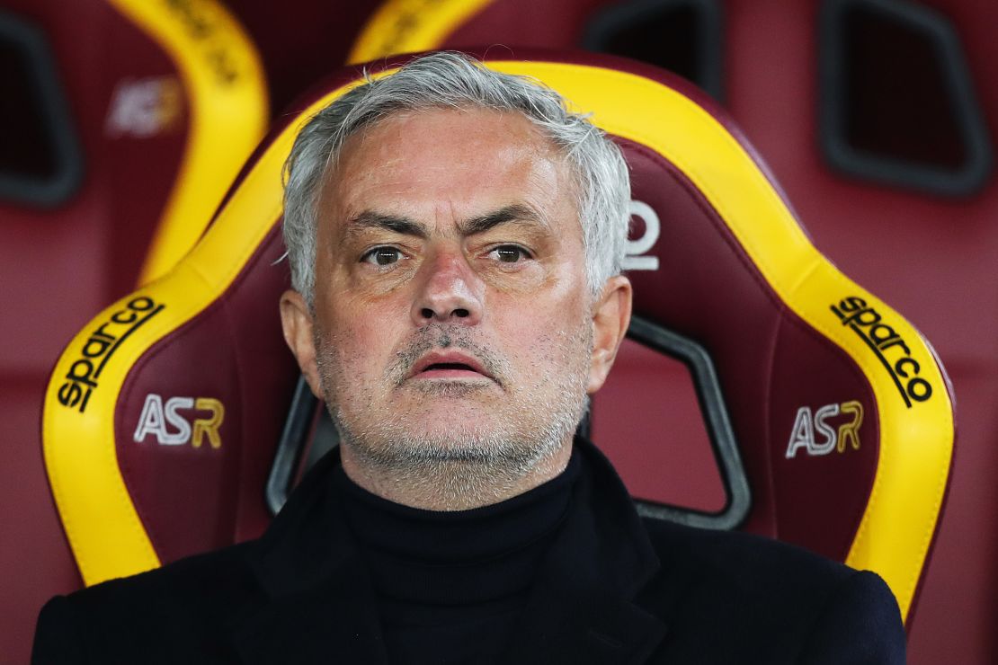 ROME, ITALY - JANUARY 07: Jose Mourinho, Head Coach of AS Roma, looks on prior to the Serie A TIM match between AS Roma and Atalanta BC at Stadio Olimpico on January 07, 2024 in Rome, Italy. (Photo by Paolo Bruno/Getty Images)