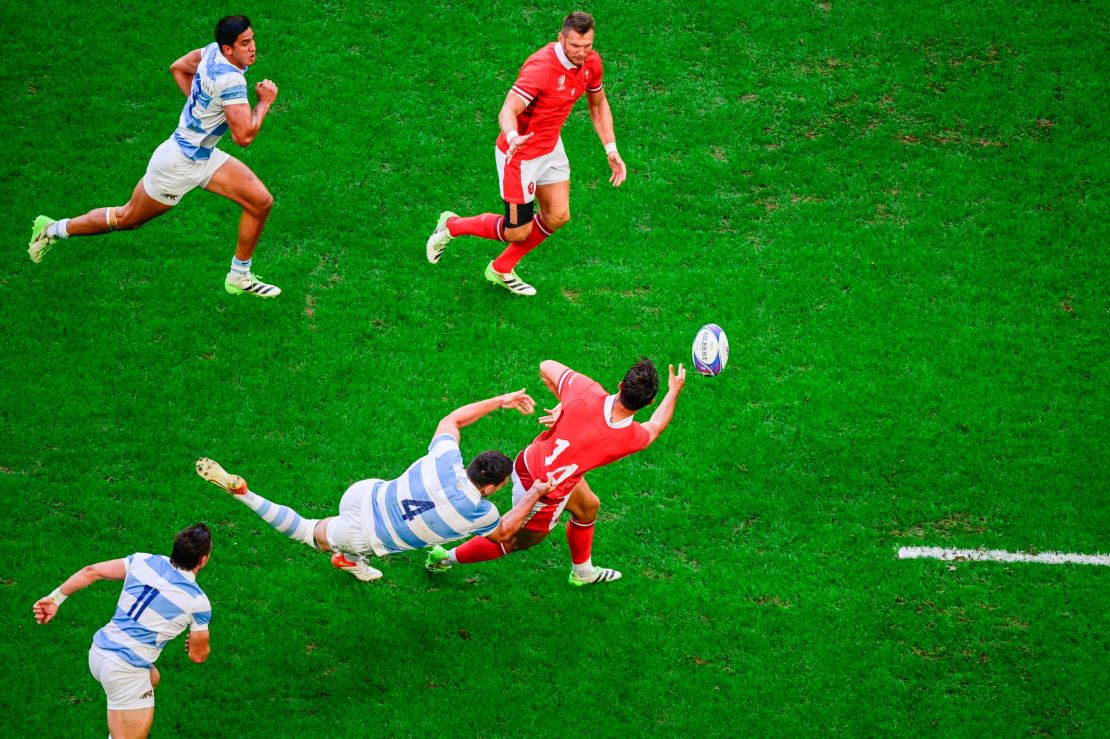 Louis Rees-Zammit of Walles. Rugby World Cup France 2023 first quarter finals match between Walles and Argentina at Stade de Marseille on October 14, 2023 in Marseille, France.