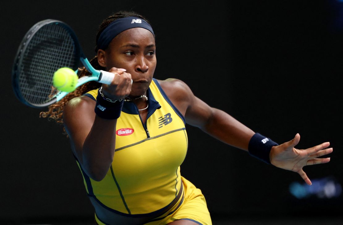 Tennis - Australian Open - Melbourne Park, Melbourne, Australia - January 21, 2024
Coco Gauff of the U.S. in action during her fourth round match against Poland's Magdalena Frech