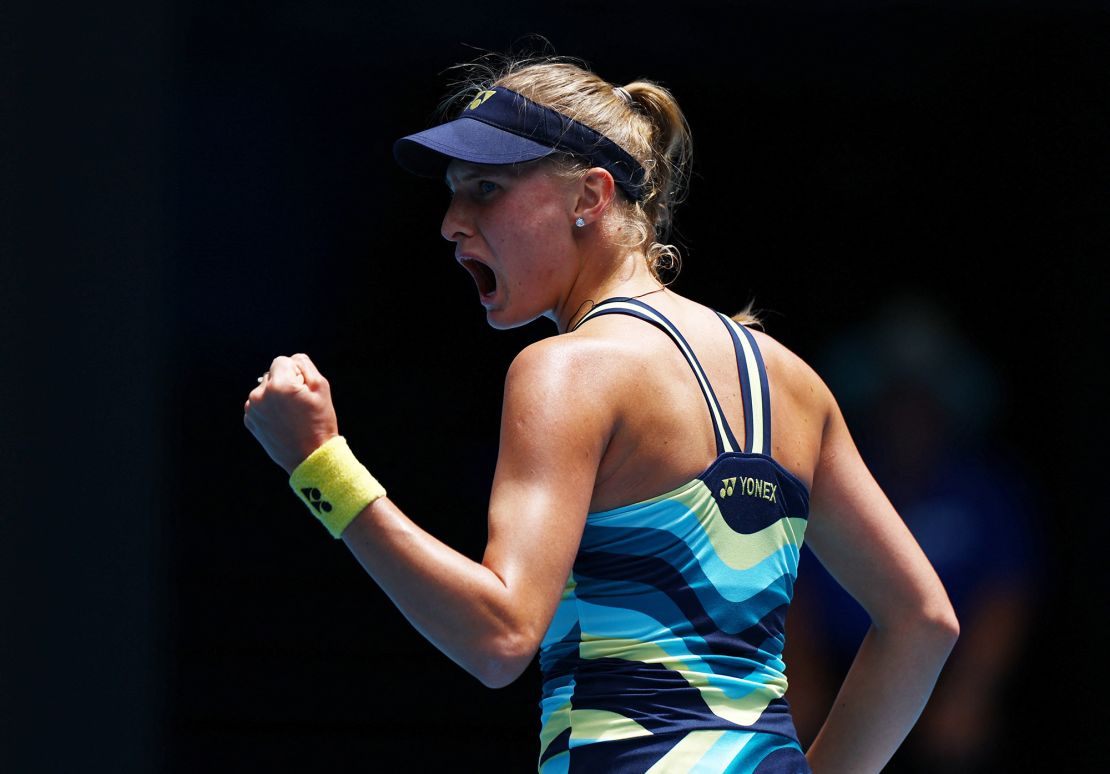 Tennis - Australian Open - Melbourne Park, Melbourne, Australia - January 22, 2024
Ukraine's Dayana Yastremska reacts during her fourth round match against Belarus' Victoria Azarenka REUTERS/Edgar Su