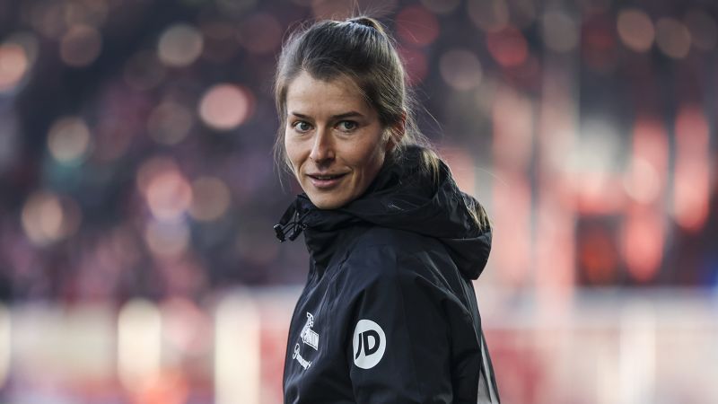 Marie-Louise Eta makes history by becoming first woman to take charge of a men’s team in Bundesliga game