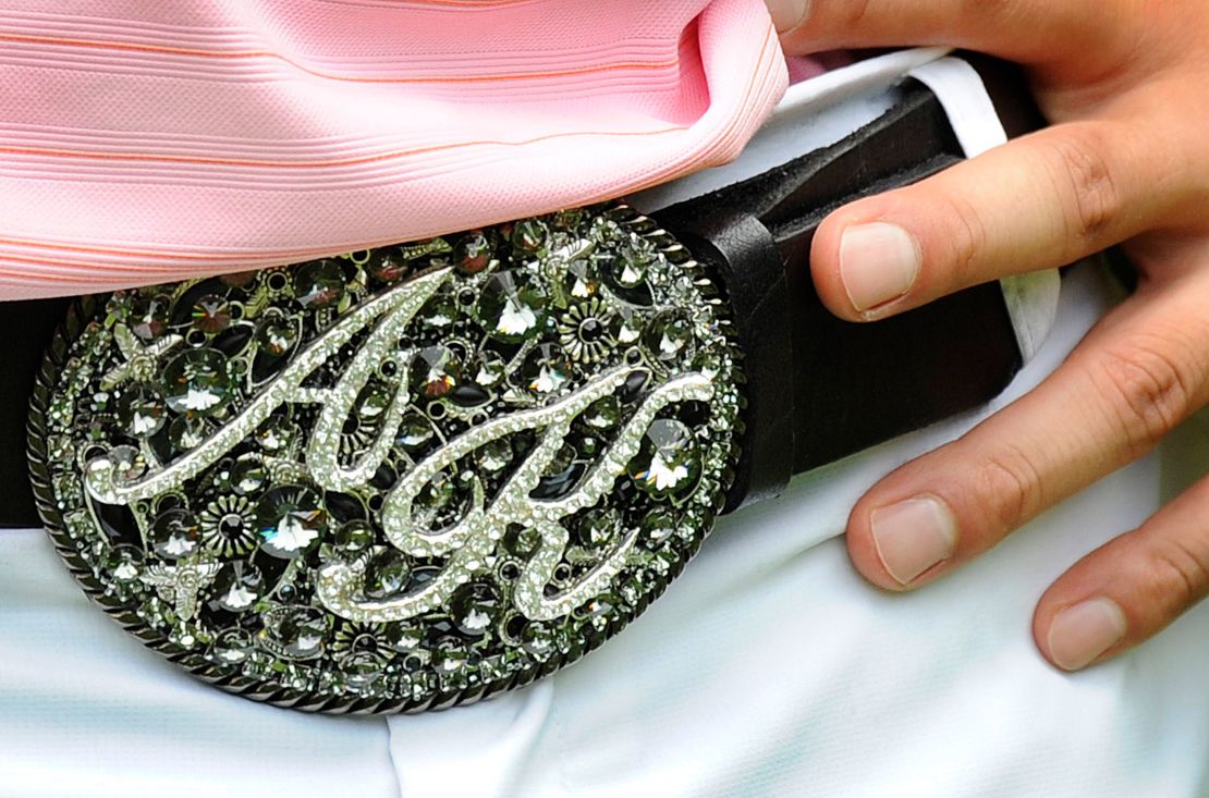 Kim wears a decorative belt buckle en route to victory at the 2008 AT&T National at Congressional Country Club in Bethesda, Maryland.