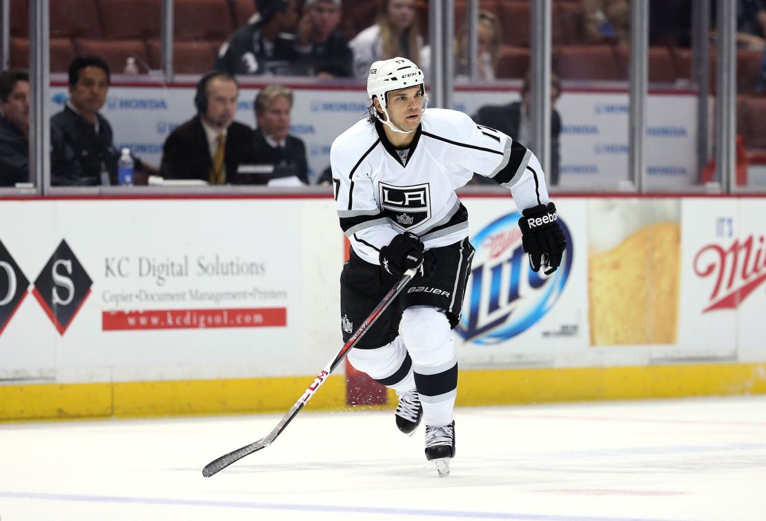 ANAHEIM, CA - SEPTEMBER 17:  Daniel Carcillo #17 of the Los Angeles Kings skates against the Anaheim Ducks at Honda Center on September 17, 2013 in Anaheim, California.  (Photo by Jeff Gross/Getty Images)