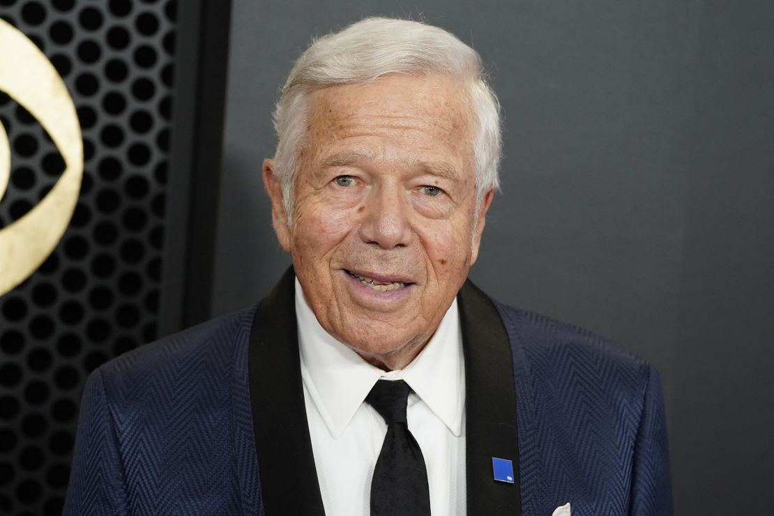 Robert Kraft arriving at the 66th annual Grammy Awards on Sunday.