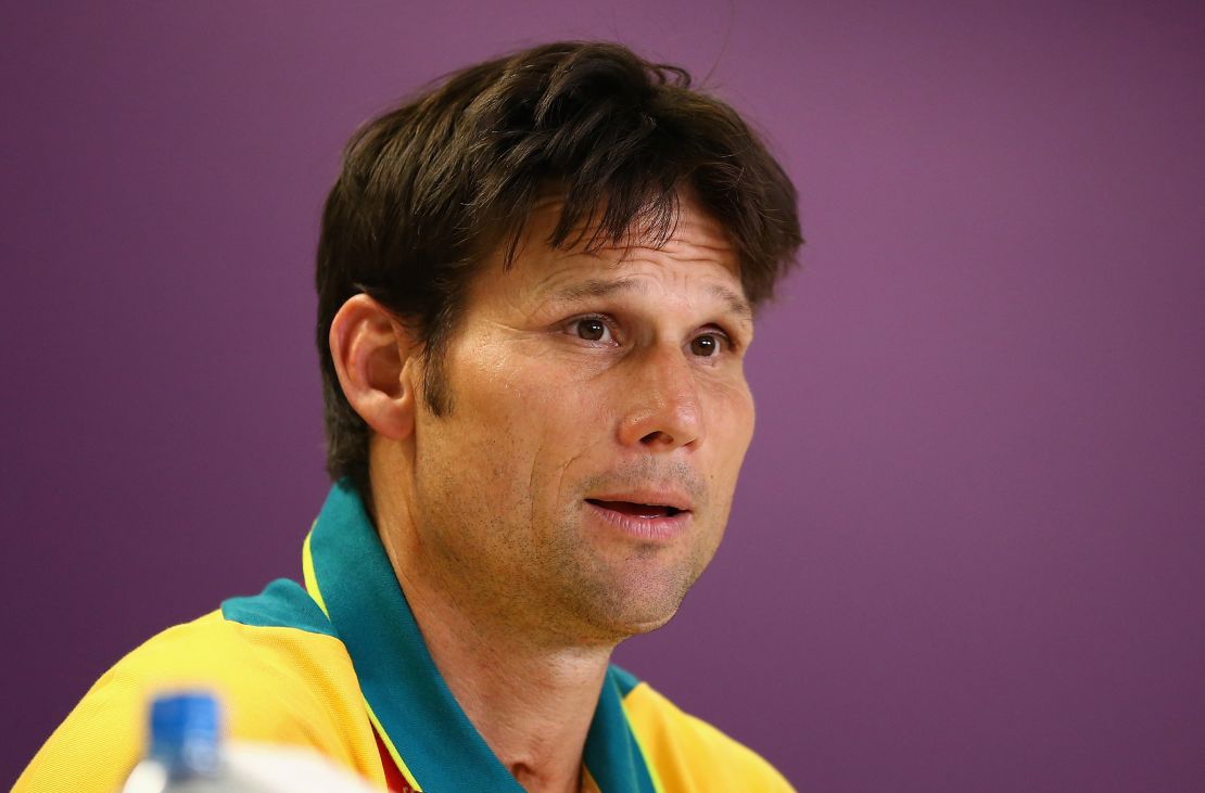 Shane Rose speaks to the media at the London 2012 Olympics.